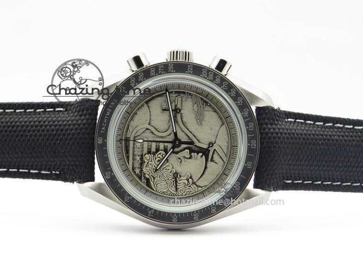 0701 Speedmaster JHF SS ‘Work on the Moon’ Gray Dial On Black Nylon Strap WaterResistant 8207